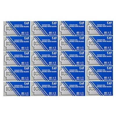 100 KAI DE Double Edge Shaving Blades For Feather Safety Razors Made In Japan