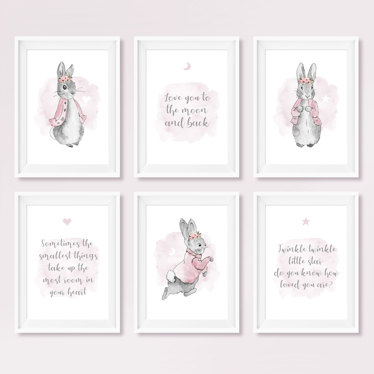 Pink Peter Rabbit Girls Nursery Prints Childrens Bedroom Wall Art