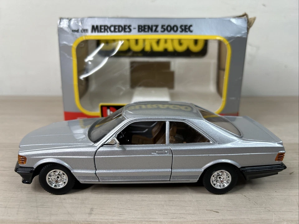 MERCEDES-BENZ 500 SEC / SILVER BBURAGO 1:26 SCALE DIECAST #1924 ROUGH BOX - Image 2 of 4