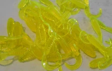 Lot of 100   Count  2 " Curly  Tails Grub Worm Chartreuse