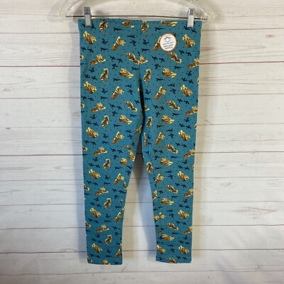 Wonder Nation Girls Tiger Print Leggings L 10-12 Blue Pull On Tough Cotton Blend