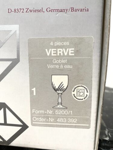 Discontinued 4 Water Goblets SCHOTT-ZWIESEL Verve Pattern Cut Swirls Box Germany - Picture 10 of 12