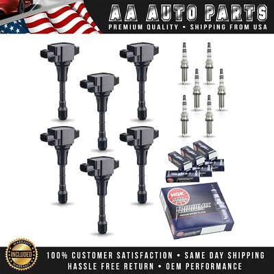 6 Ignition Coil & NGK Iridium Spark Plug for Nissan Maxima Pathfinder 3.5L UF550