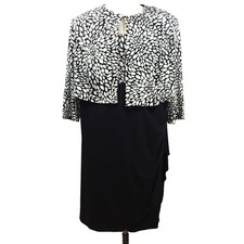 Dressbarn Woman Dress Shrug Set Ruched Office Church Formal Black White Size 20