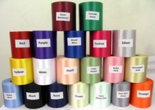 PLAIN POLYESTER SINGLE SIDED RIBBON 100MM WIDE CHOICE OF COLOURS 