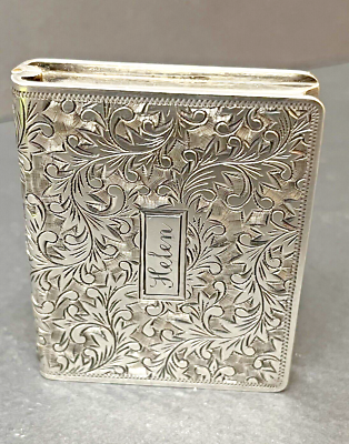 Sterling Silver Pill Box シルバーピルケース Sterling Silver Pill Box W/Mirror Monogrammed Helen Stamped 950