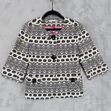 Classiques Entier Jacket Womens Size XS Black Cream Floral Half Sleeve Elegant
