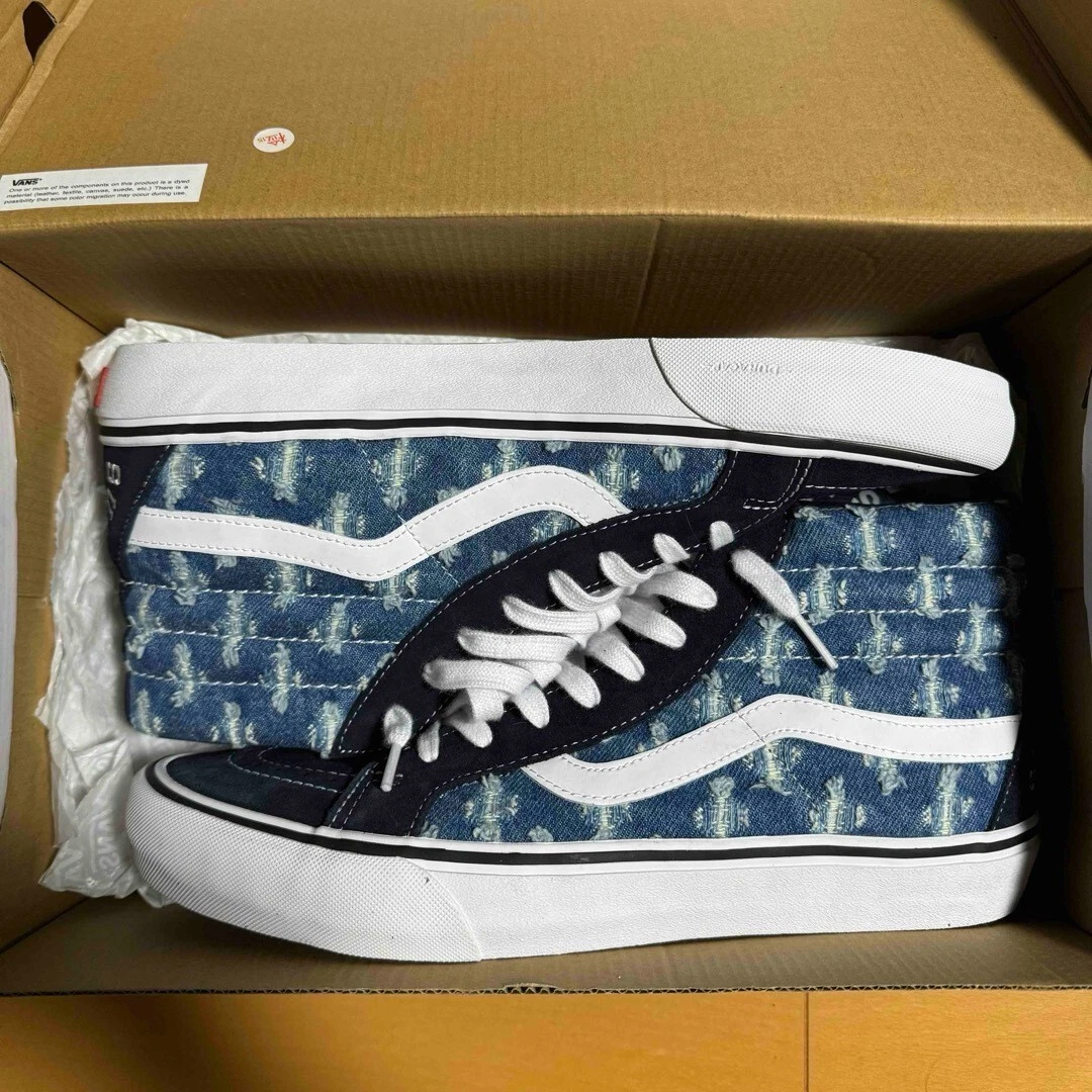 Baskets Vans x supreme chaussures SK8 HI réédition pr bleu denim homme US12 JP30 NEUF