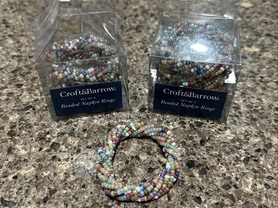 8 Beautifully Beaded Circle Napkin Rings Croft & Barrow Pearlescent Multicolor 