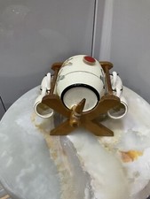 ornamental Whiskey barrel & 4 jugs on beech wood stand, minature ,vintage