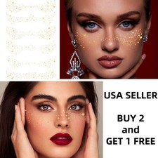 6 Pcs Glitter Freckles Patches Waterproof Temporary Tattoos Stickers Face Makeup