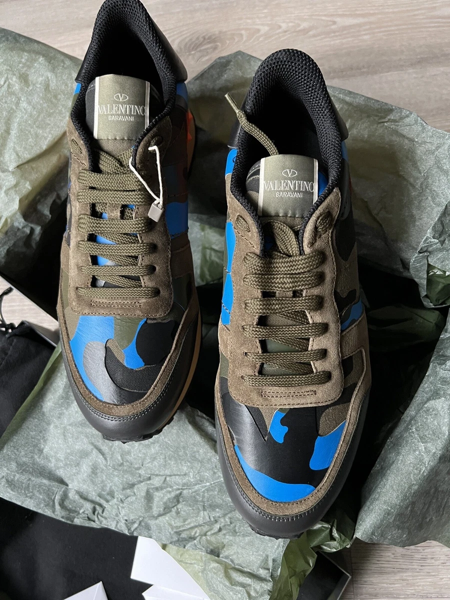 Hejse Fremtrædende Kantine Valentino Rock Runner Mens Blue Camo Trainers Size 7 Eur 41 | eBay