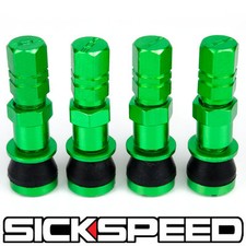 4 Pc Green Aluminum Valve Stems With Caps For Tirewheelrimcartrucksuv D