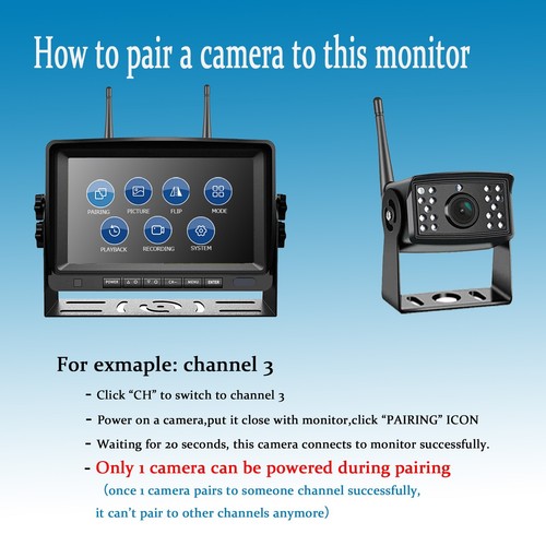 4x Digital Wireless Backup Camera 7 Inch DVR Monitor Split Screen For Caravan Rv - Picture 4 of 24