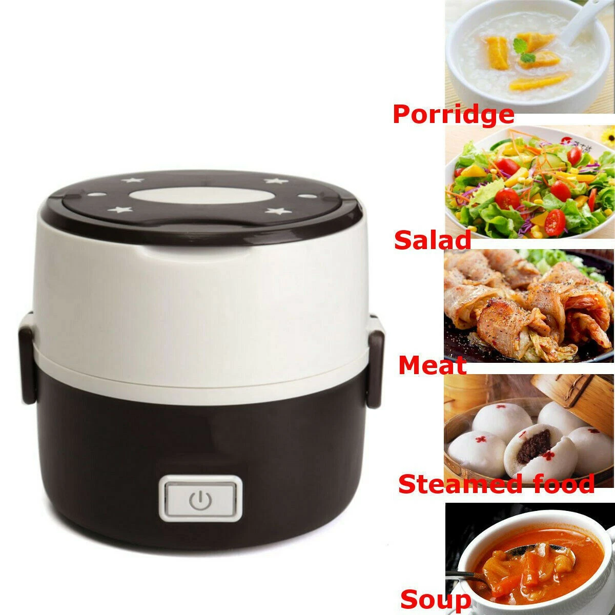 1.0L Portable Electric Lunch Box 2 Layer Mini Steamer Pot Heating Rice Cooker