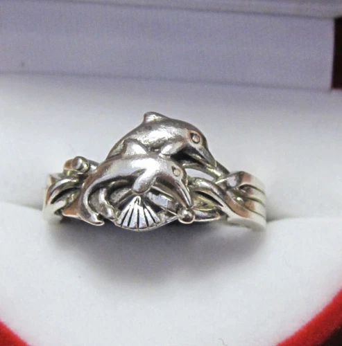 DOLPHIN PUZZLE RING .925 sterling silver by Peter Stone. Unique Design