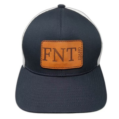 Pacific Headwear Trucker Hat Blue One Size FNT Idaho Leather Patch Snapback Mesh