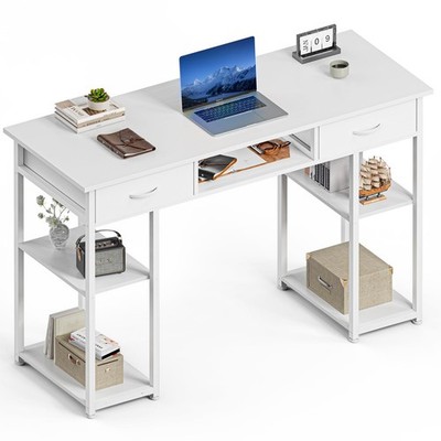Sweetcrispy Computer Gaming Desk with Fabric Drawers - 48 Inch Home Office Bedro