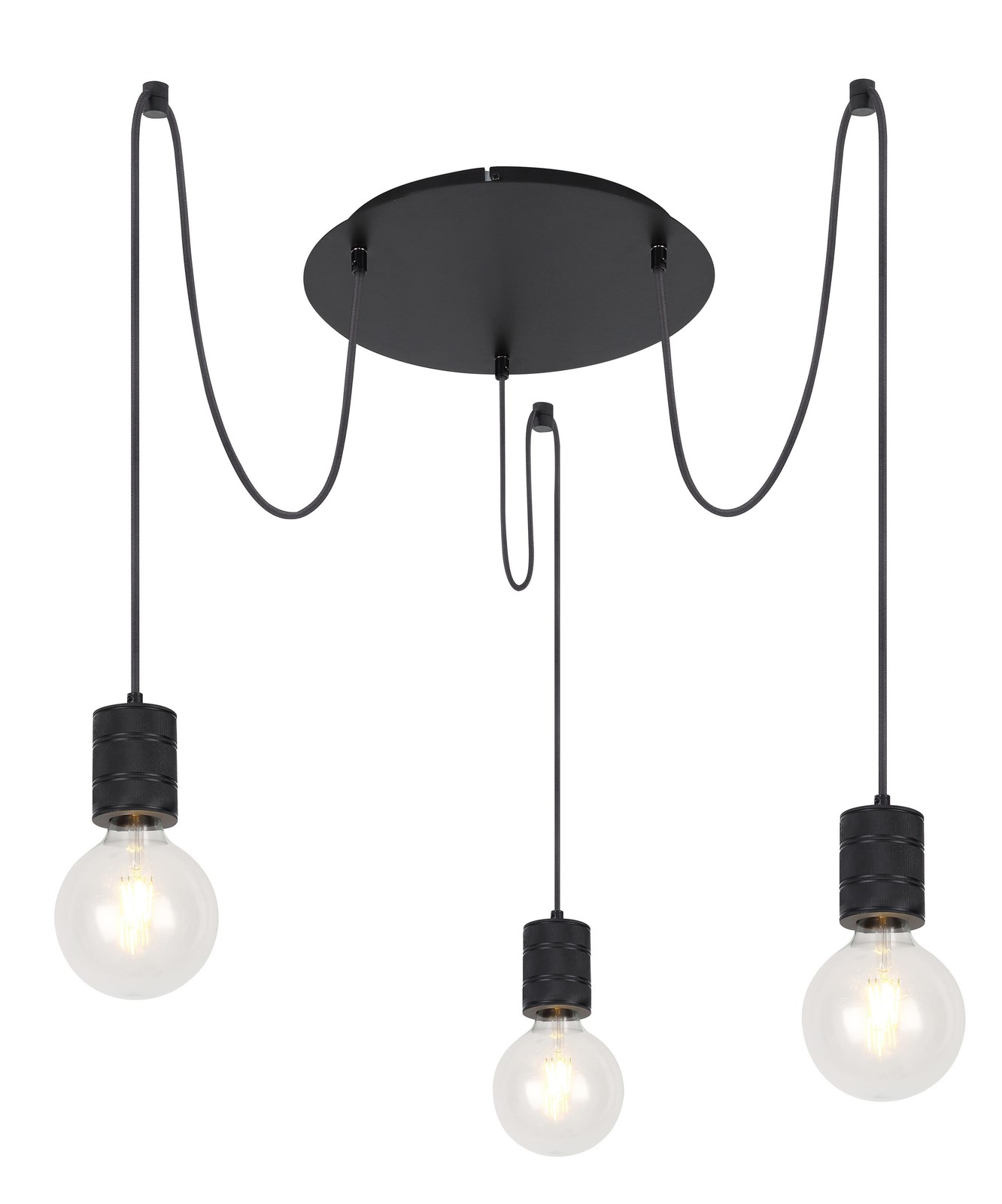 Globo Lighting 54030-3H Hermine: Lampada Sospensione Vintage E27 Nera