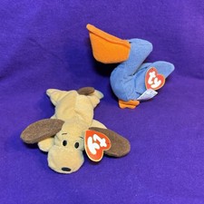 McDonald’s Ty Teenie Beanie Babies 1998 Scoop The Pelican & Bones The Hound Dog