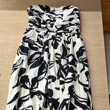 H&M Strapless Black/White Floral Midi A-Line Dress Lined Size M