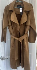 BANANA REPUBLIC Vegan Suede Trench Coat Women's Size Large/ Petite