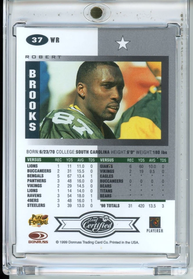 1999 Leaf Certified #37 Robert Brooks - Image 2 of 2