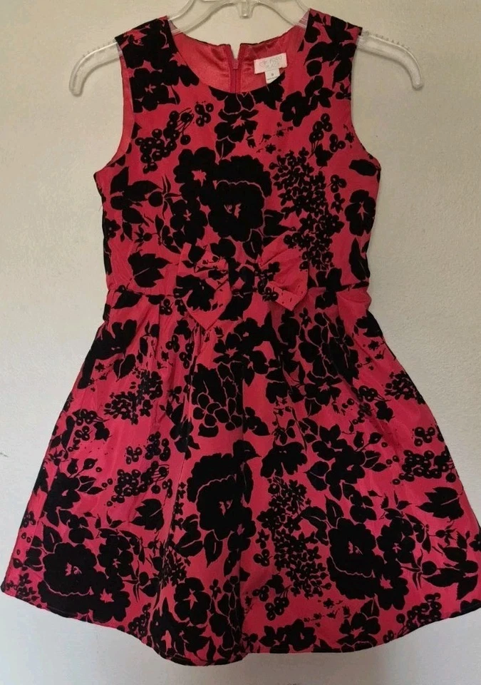 The Childrens Place Christmas Dress Size 8 Black Velvet Holiday Elegant Puffy  - Image 2 of 4