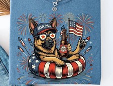 Patriotic Dog T-Shirt USA Flag 4th of July Dog Lover Gift Tee