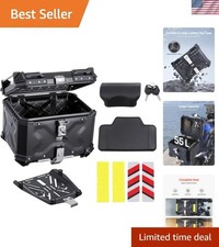 Motorcycle Top Case, Universal Aluminum Alloy Motorbike Tail Box with Leather...