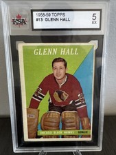 💥 Glenn Hall 💥1958-59 Topps #13 KSA 5 EX HOF Chicago Blackhawks Goalie