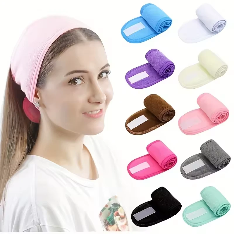 Adjustable Spa Facial Hair Wrap Terry Cloth Headband Makeup Skincare Bands Lot - Image 4 of 4