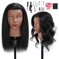 Mannequin Head 16 Inch Human Hair Cosmetology Manikin Doll for Hairdresser