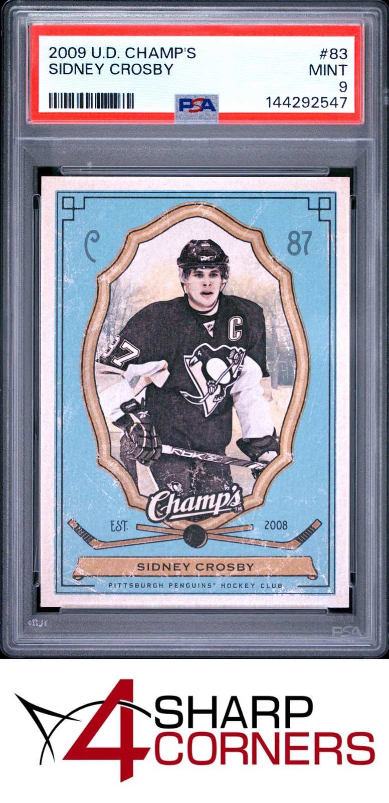 2009 UPPER DECK CHAMP'S #83 SIDNEY CROSBY PENGUINS POP 5 PSA 9 view 1