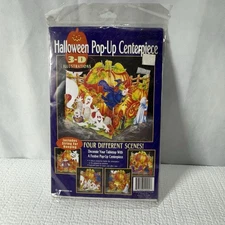 Vtg Y2K Halloween Pop-up 3d Center Piece Pumpkin Witch Ghost Paper Display Decor