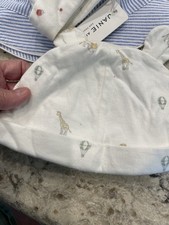 Bearcap 12 to 18months Janie and Jack new with tags white with animals