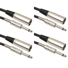 4Pack 1Ft XLR 3P Male to 1/4  TS Balanced Audio Male Microphone Cable MONO