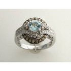 LeVian 14K White Gold Aquamarine H-I SI2 Chocolate Diamond 1.14 ct Ring Size 6.5 — photo 1