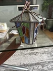 Vintage Outdoor Wall Lantern Stained Glass Effect Light