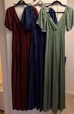 3 x Pleated Maxi Dress Asos Design Size 10 8 Flutter Sleeves V Neck Keyhole Back