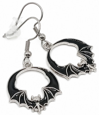 Fledermäuse Ohrringe Edelstahl Ohrhänger Halloween Gothic schwarz