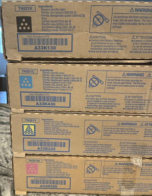 NEW Konica Minolta Genuine TN321 K/C/Y/M Toner Set A33K130/430/230/330 C364