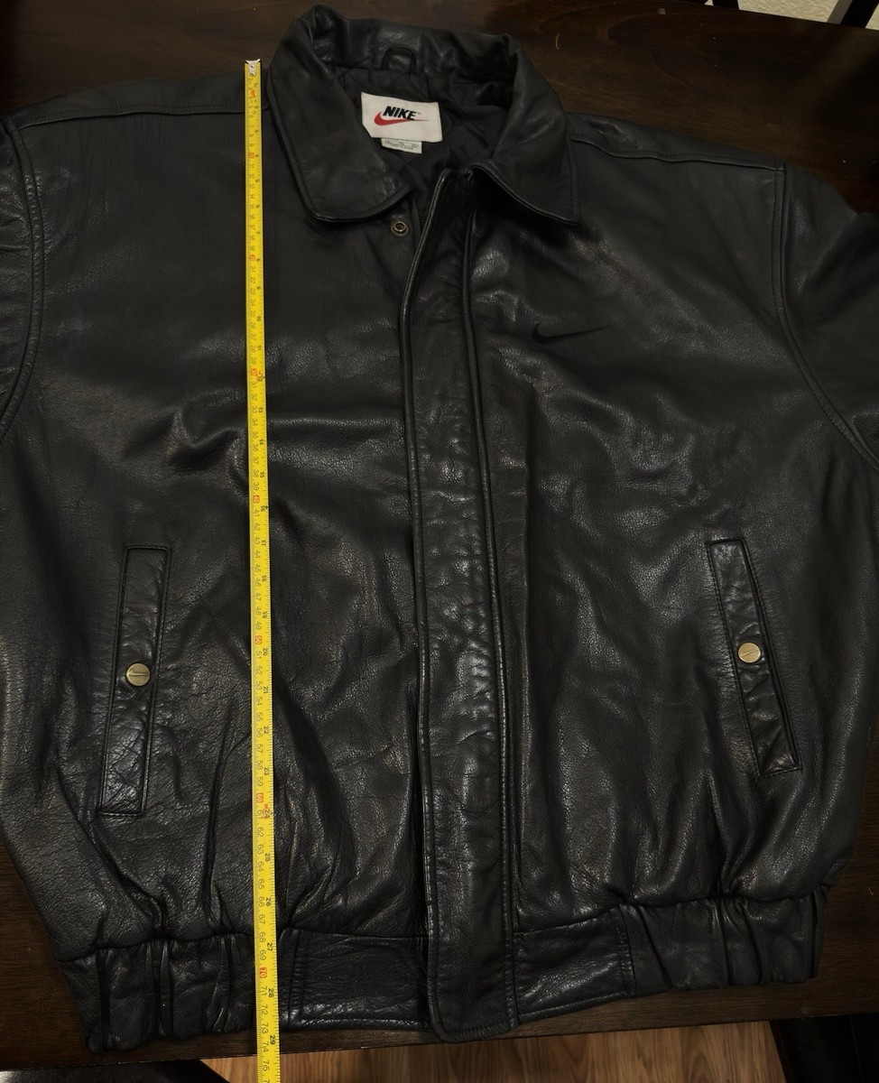 OG 90s Nike Swoosh Leather Bomber Jacket Men's XL Vintage | eBay