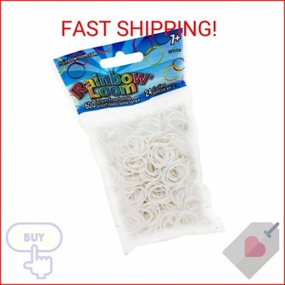 Rainbow Loom  White Rubber Bands with 24 C-Clips (600 Count)