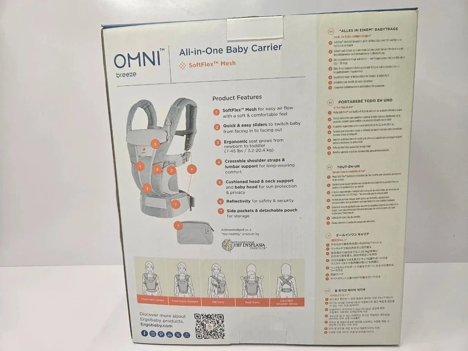 Ergobaby Omni Breeze All-in-One Baby Carrier SoftFlex Mesh Newborn to Toddler - Image 2 of 4