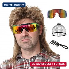 Kavsni Mullet Wigs for Men,Joe Dirt,Emo Wig 80s Costumes Long, Light Brown