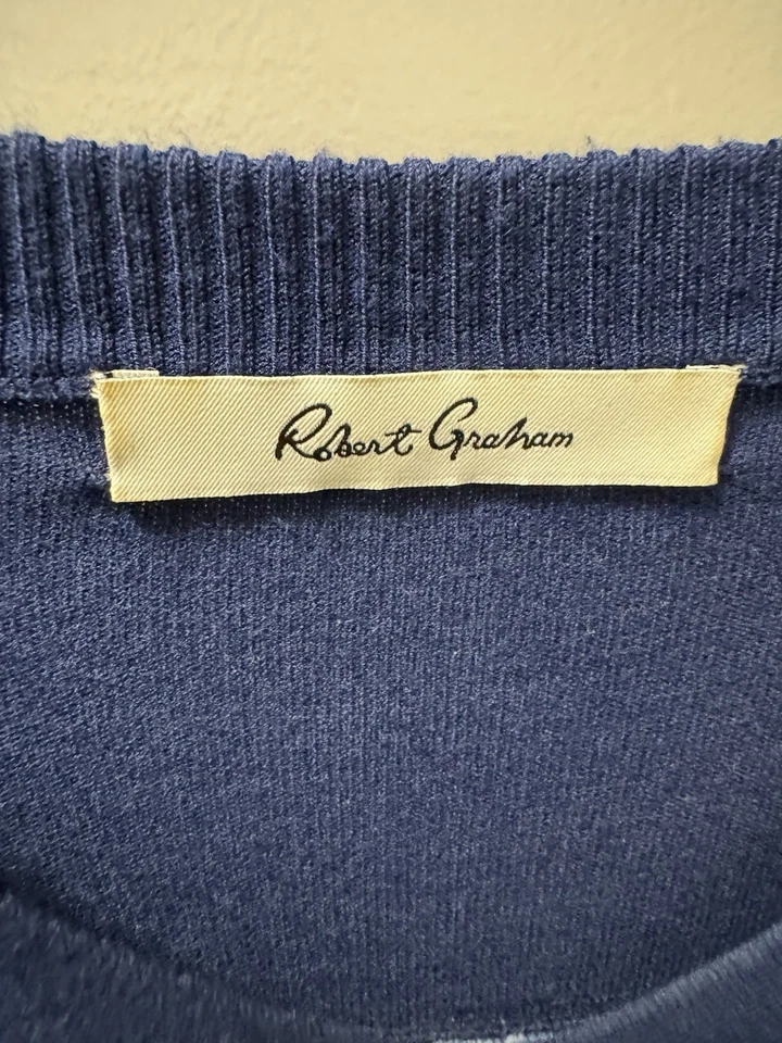 Suéter Robert Graham Azul Grande Floral Plisado Espalda Boho Femenino Artístico Foto 2 de 4