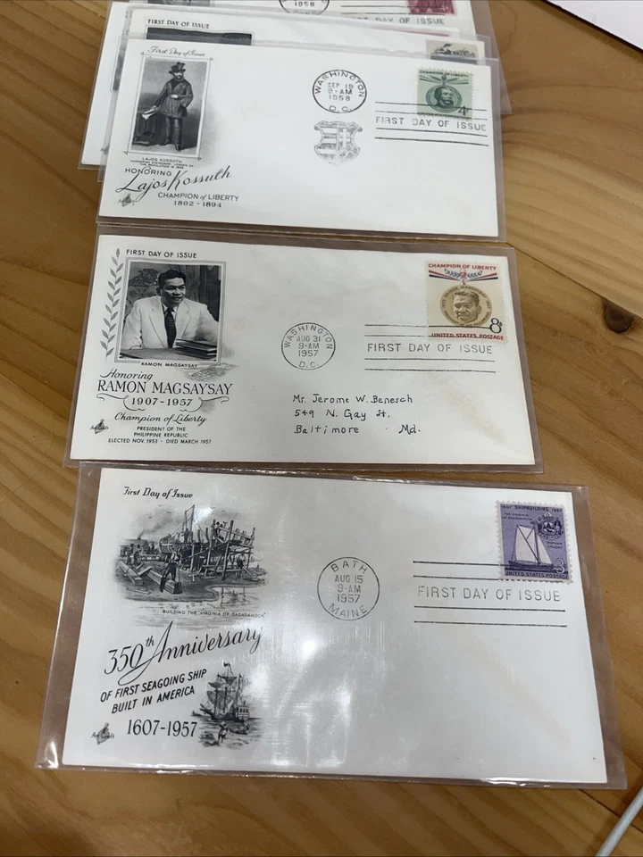 Lot Of 9 US Stamps FDC #1090, 92, 93, 95, 96, 1117, 19, 20, 1121, 3-4c 1957-58 - Image 4 of 4