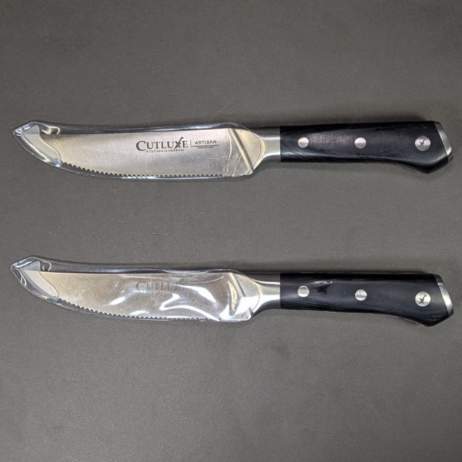 2x Replacement Cutluxe Serrated Steak Knives 9½" Forged Carbon Steel Blade
