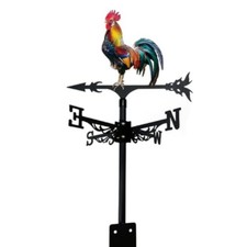 Colorful Rooster Weather Vane Spinner Wind Direction Farm Scene Stake Metal O...